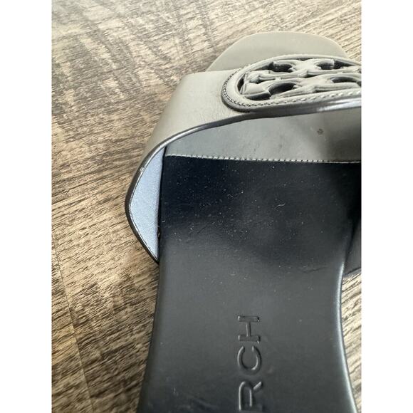 Tory Burch Womens Bombe Miller Slide Sandal Calf Leather Grey Size 7M - Picture 7 of 13